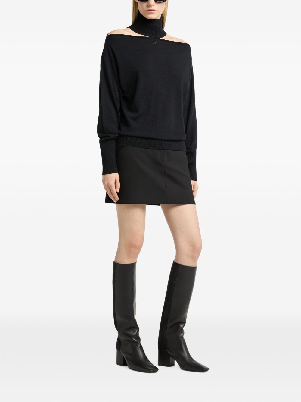 Maglia Cut-Out in Lana Merino 326MPU281FI0085 9999 BLACK COURREGES 