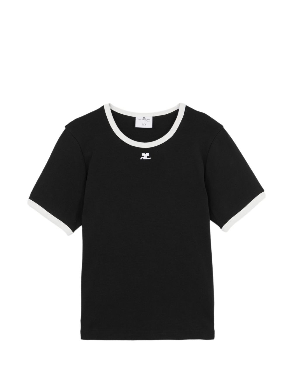 T-Shirt in Jersey di Cotone VESJTS017JS0070 9901 BLACK WHITE COURREGES 