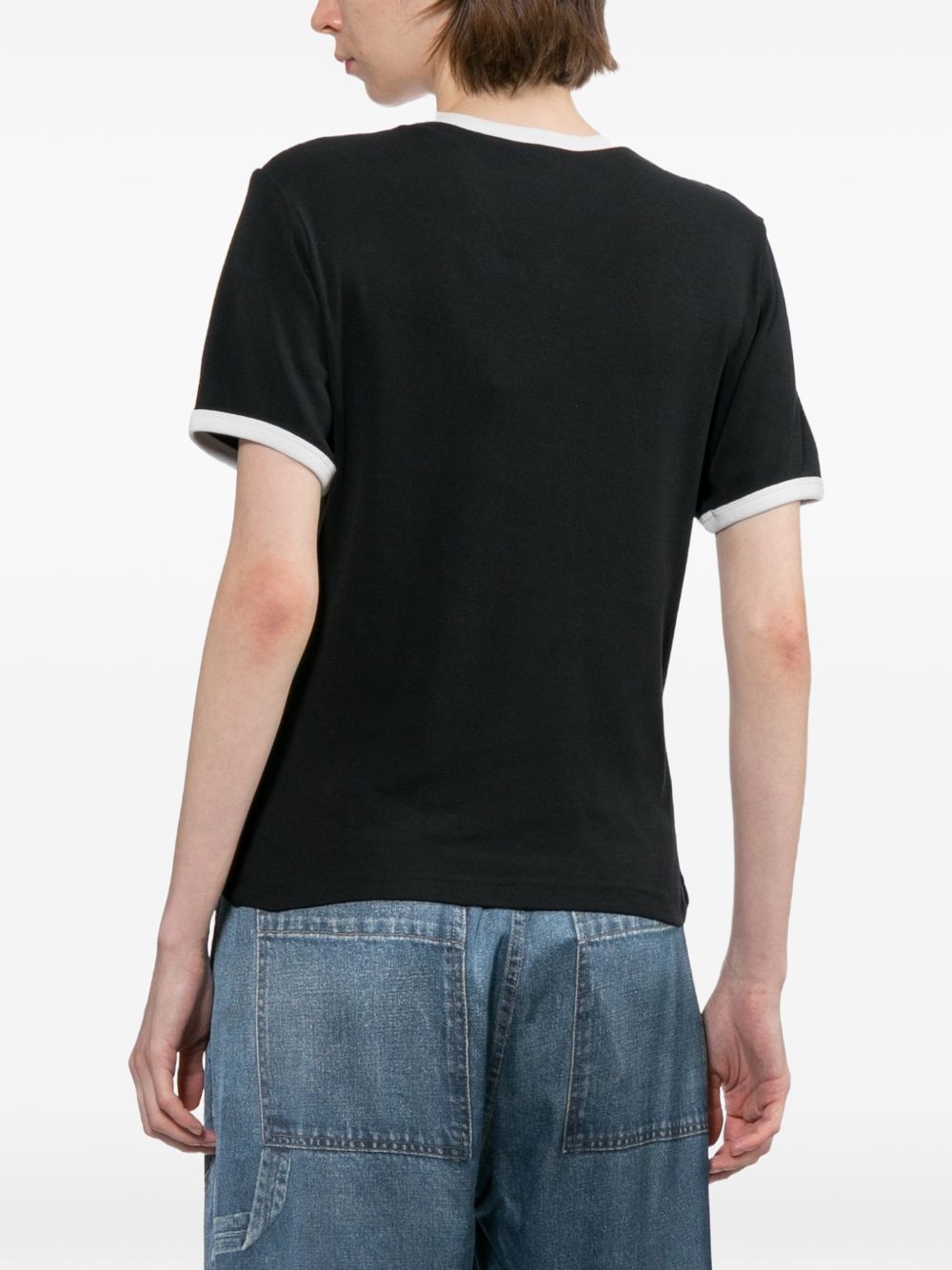 T-Shirt in Jersey di Cotone VESJTS017JS0070 9901 BLACK WHITE COURREGES 