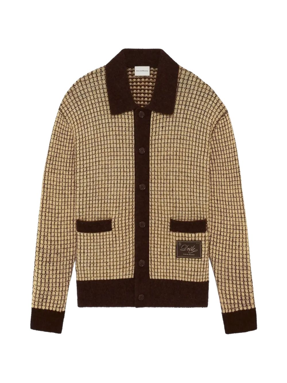 Cardigan Waffle con Patch Drôle MCA191WO018 YELLOW DROLE DE MONSIEUR 