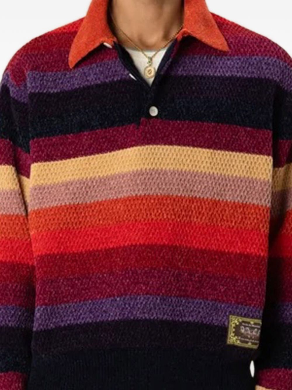 Polo a Righe in Ciniglia con Patch Horse MPO240PL196 MULTI DROLE DE MONSIEUR 