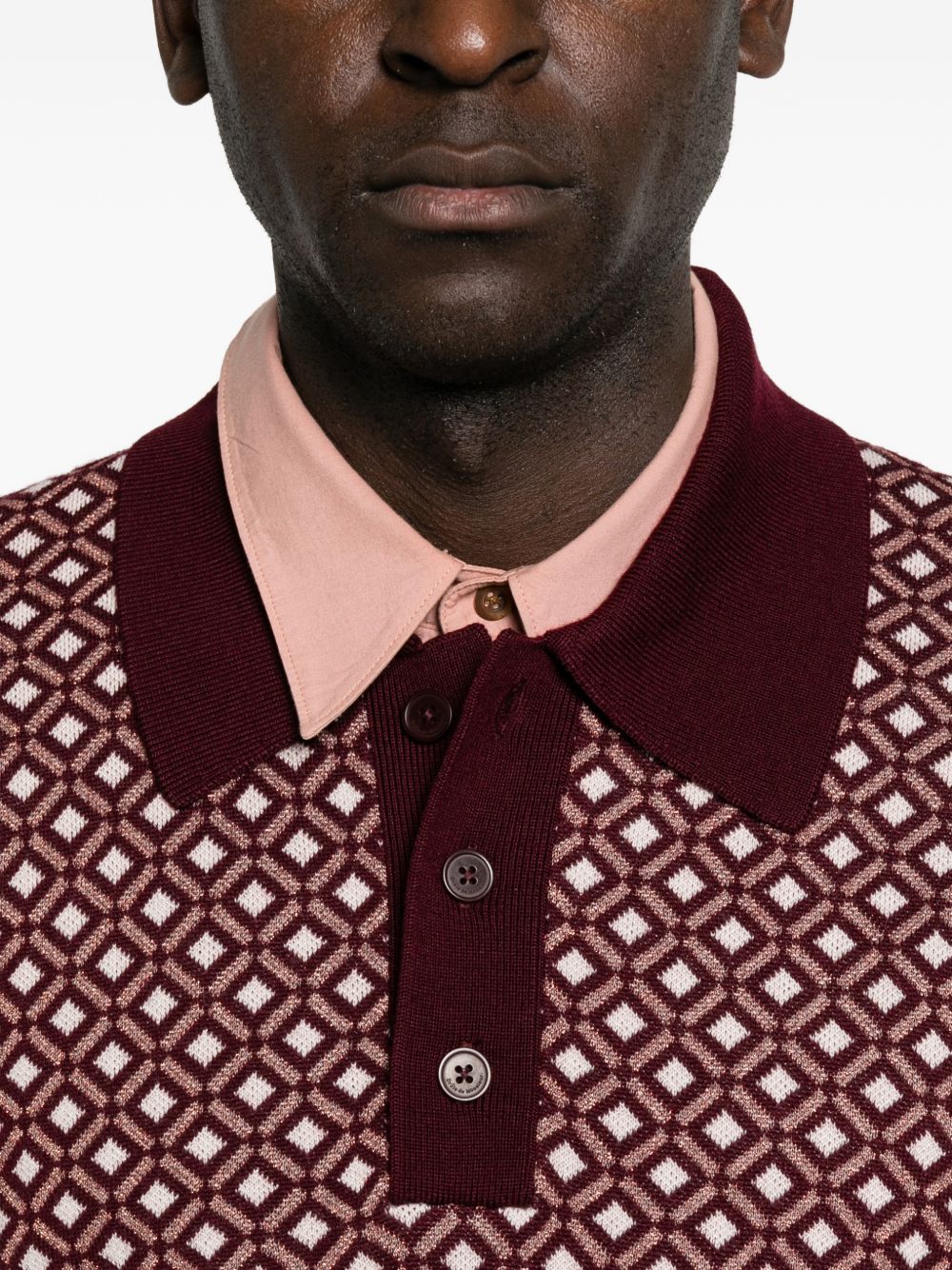 Polo Jacquard a Maniche Lunghe MPO251WO021 BROWN DROLE DE MONSIEUR 