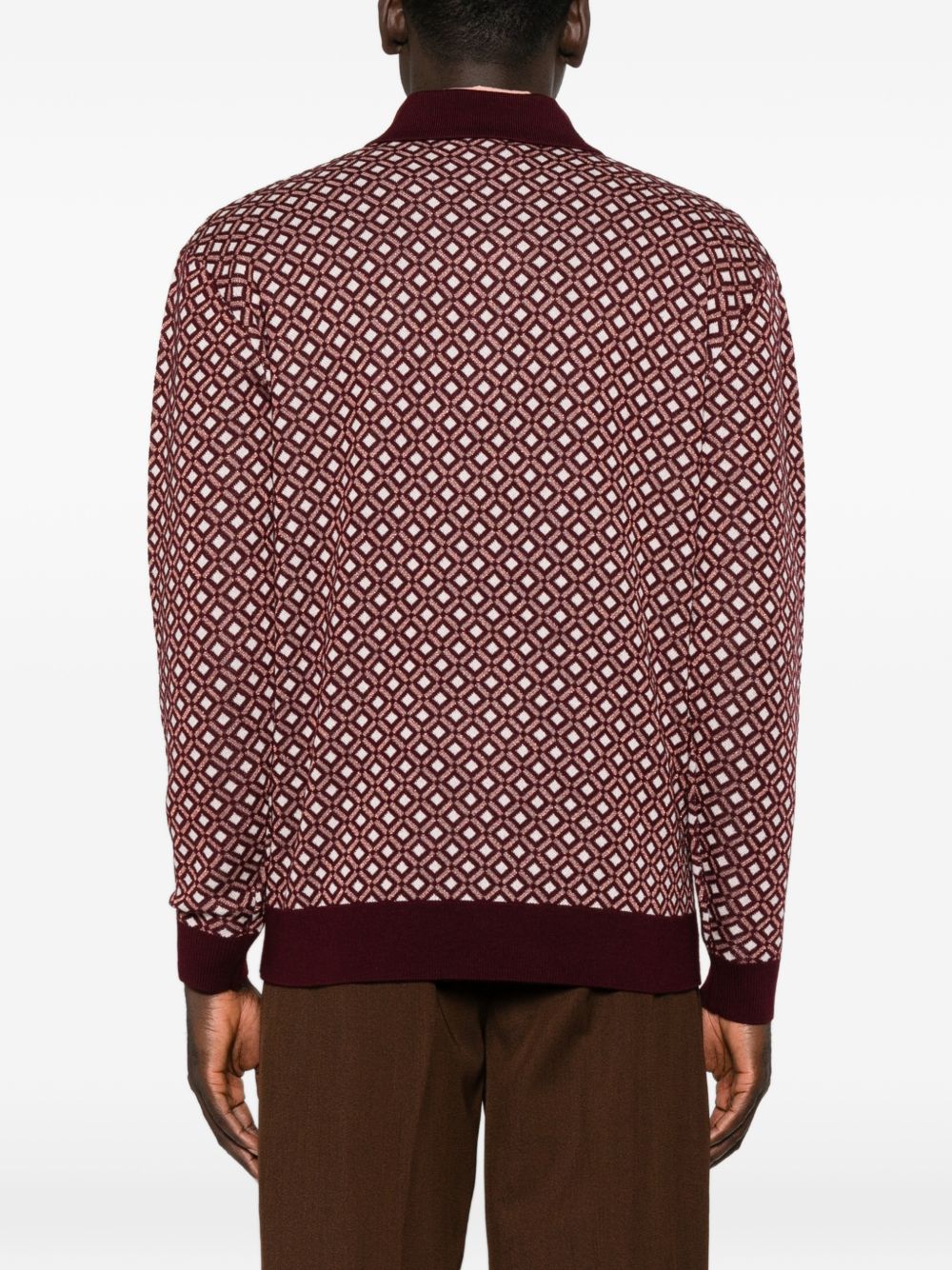 Polo Jacquard a Maniche Lunghe MPO251WO021 BROWN DROLE DE MONSIEUR 