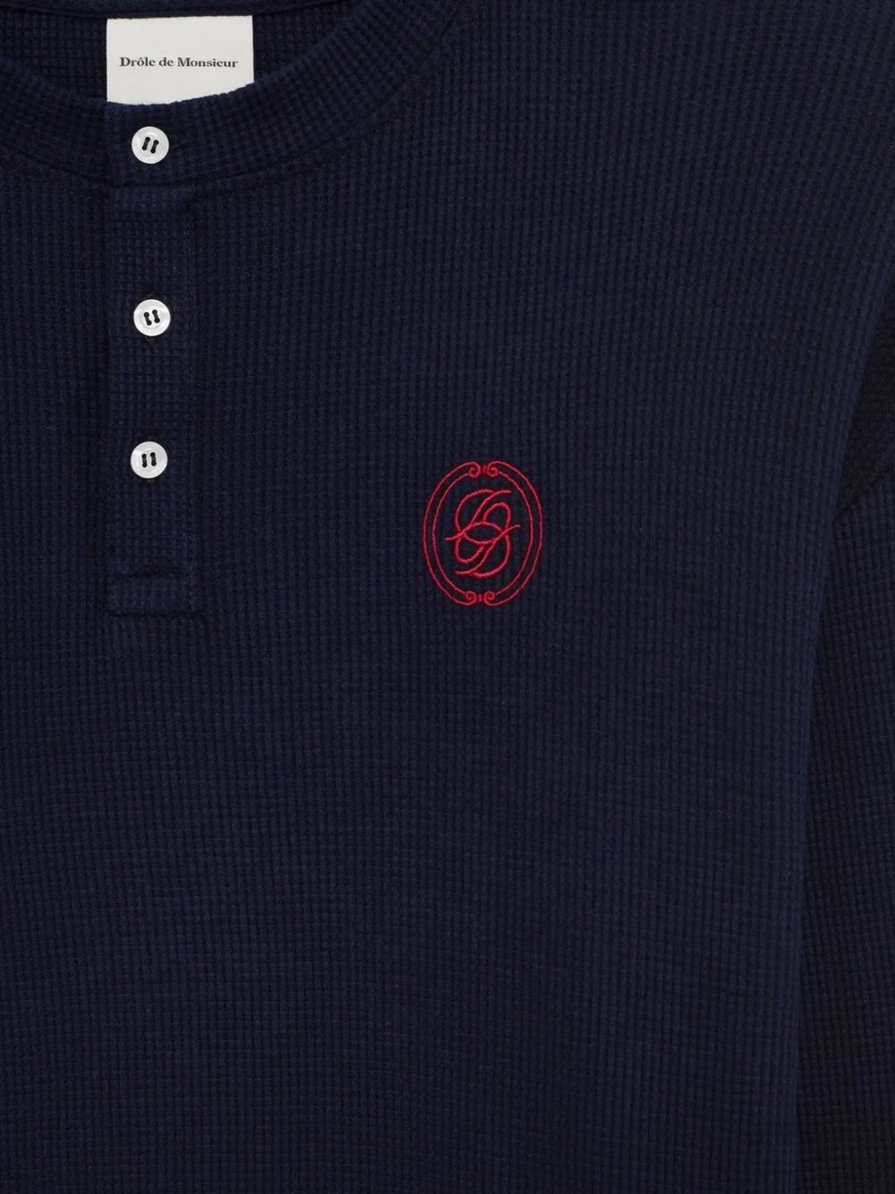 T-Shirt Waffle a Maniche Lunghe D Mirror MTS356CO231 NAVY DROLE DE MONSIEUR 