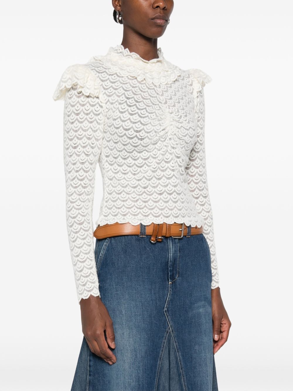 Maglia NataliaTop a Maniche Lunghe 360488 L0025 OFF WHITE FARM RIO 
