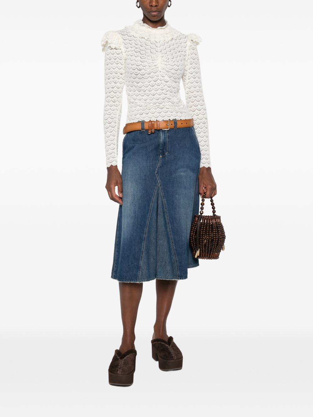Maglia NataliaTop a Maniche Lunghe 360488 L0025 OFF WHITE FARM RIO 