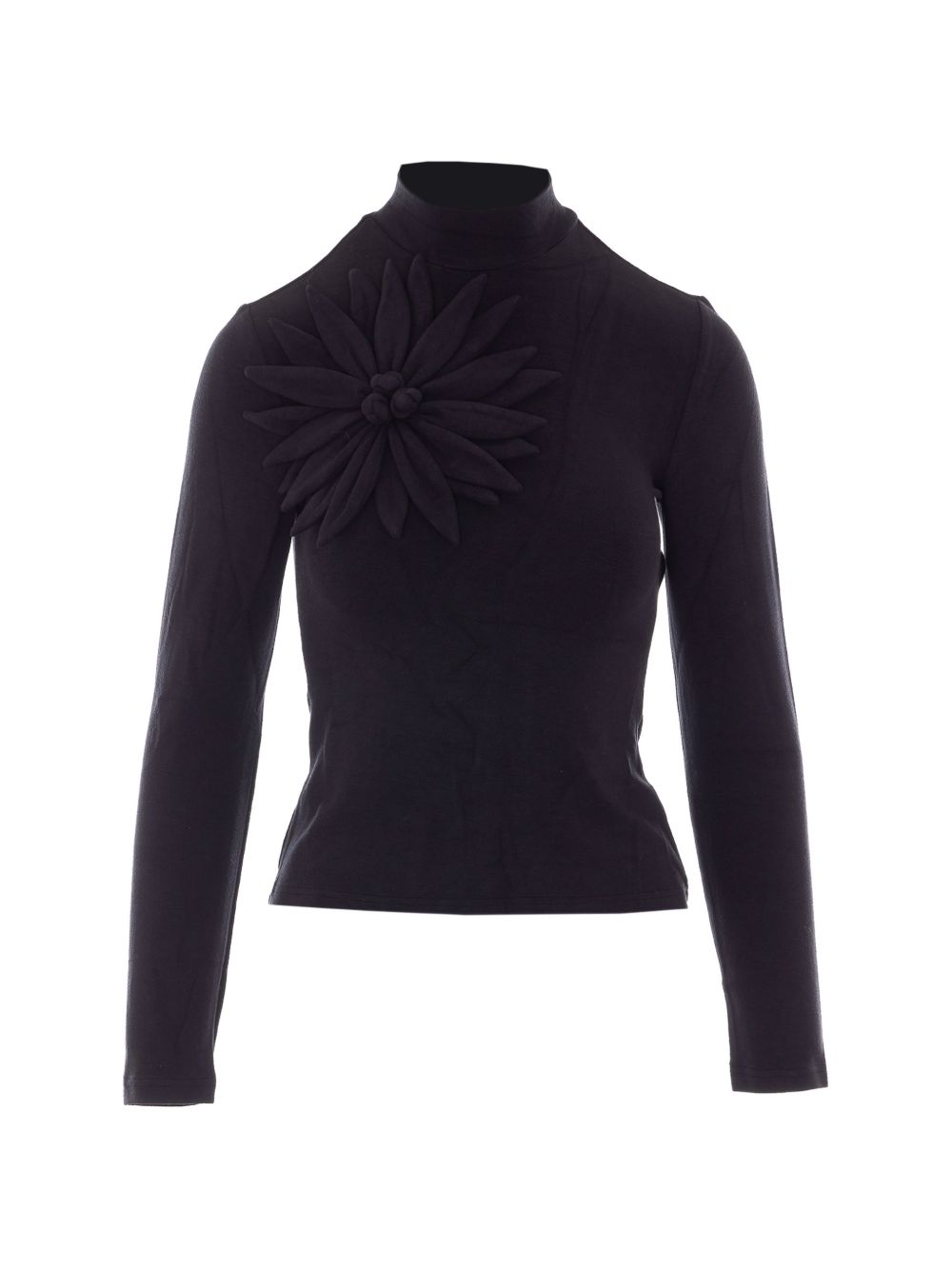 Top a Maniche Lunghe con Applicazione Floreale 360498 L0002 BLACK FARM RIO 