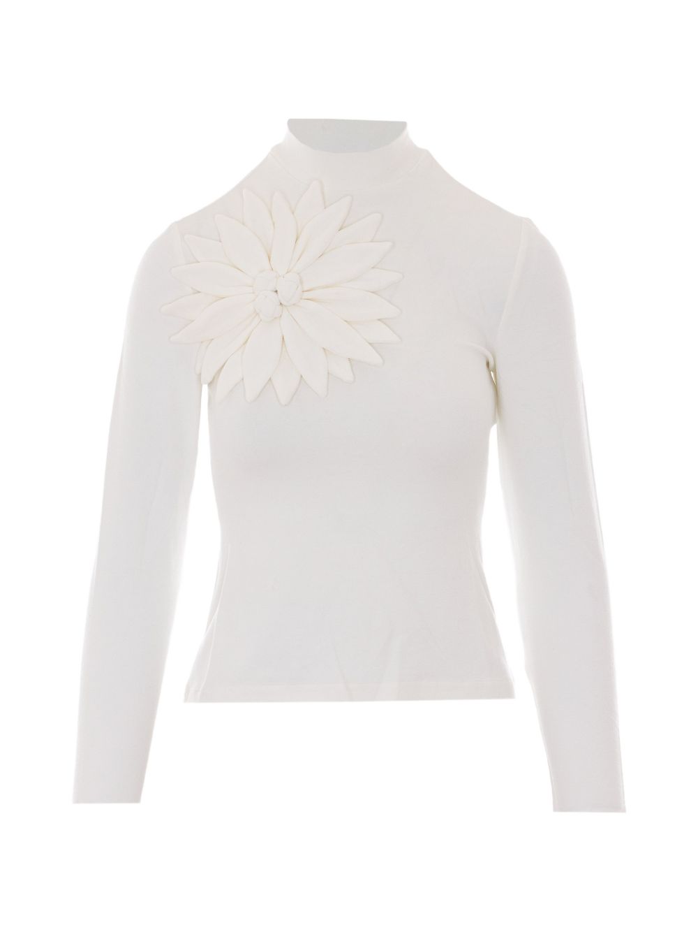 Top a Maniche Lunghe con Applicazione Floreale 374313 L0025 OFF WHITE FARM RIO 