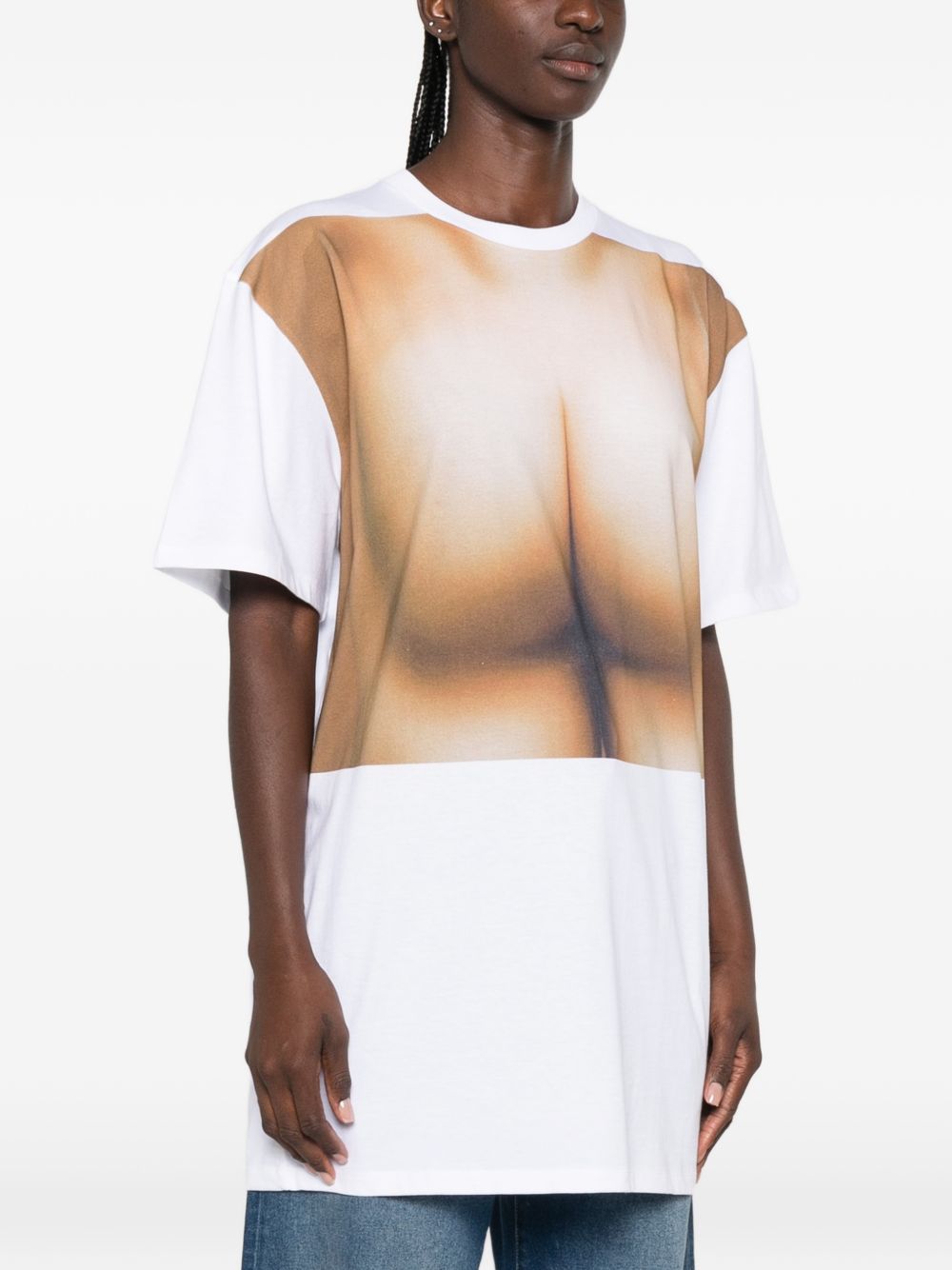 T-Shirt Oversize Trompe LOeil Butt 2604UTO549J070 0168 WHITE BEIGE JEAN PAUL GAULTIER 