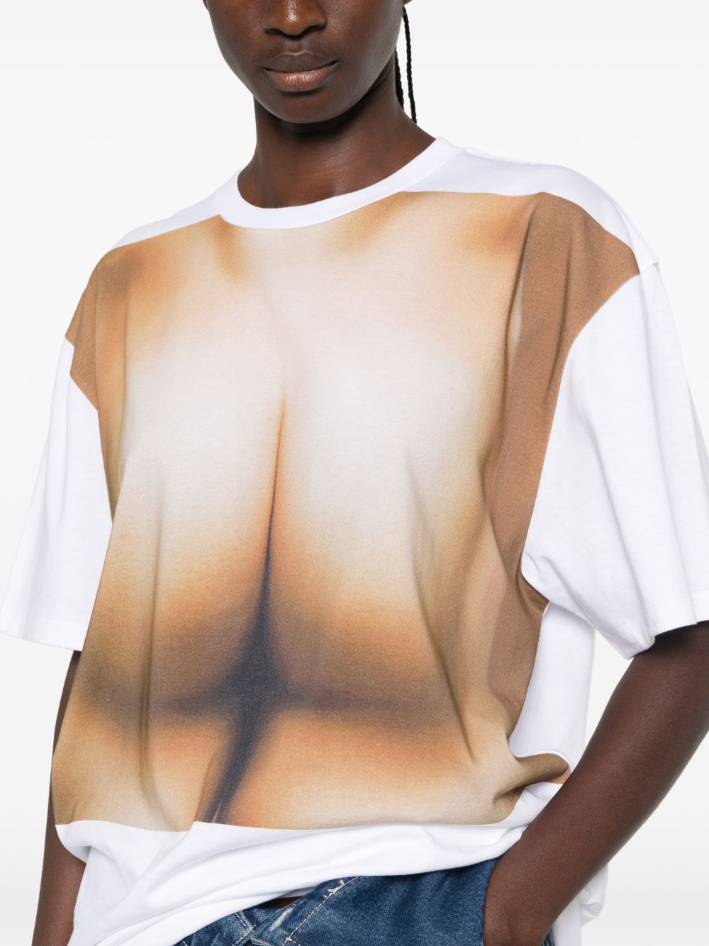 T-Shirt Oversize Trompe LOeil Butt 2604UTO549J070 0168 WHITE BEIGE JEAN PAUL GAULTIER 