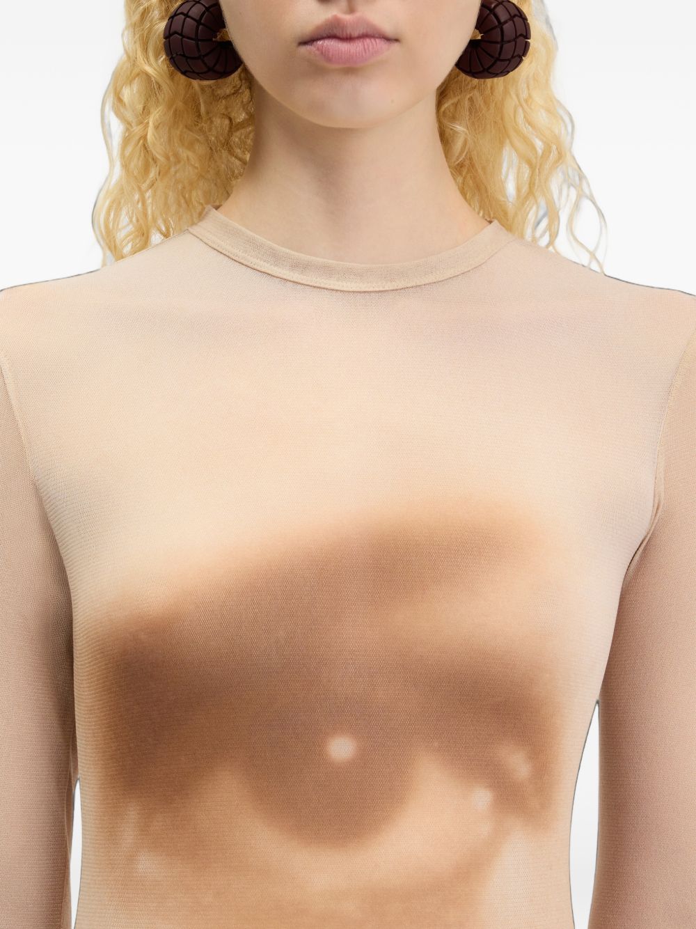 Abito In Mesh Stampato Face 2604WDR193M032P 68 BEIGE JEAN PAUL GAULTIER 