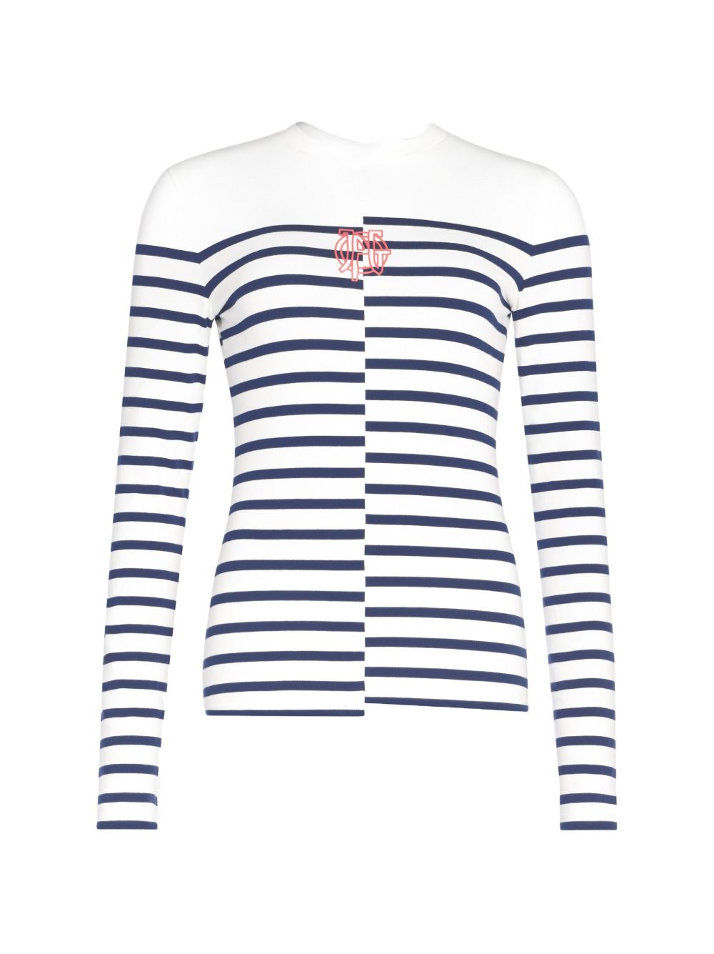 T-Shirt Asimmetrica In Cotone 2604WTO459J0640159 0159 WHITE NAVY JEAN PAUL GAULTIER 