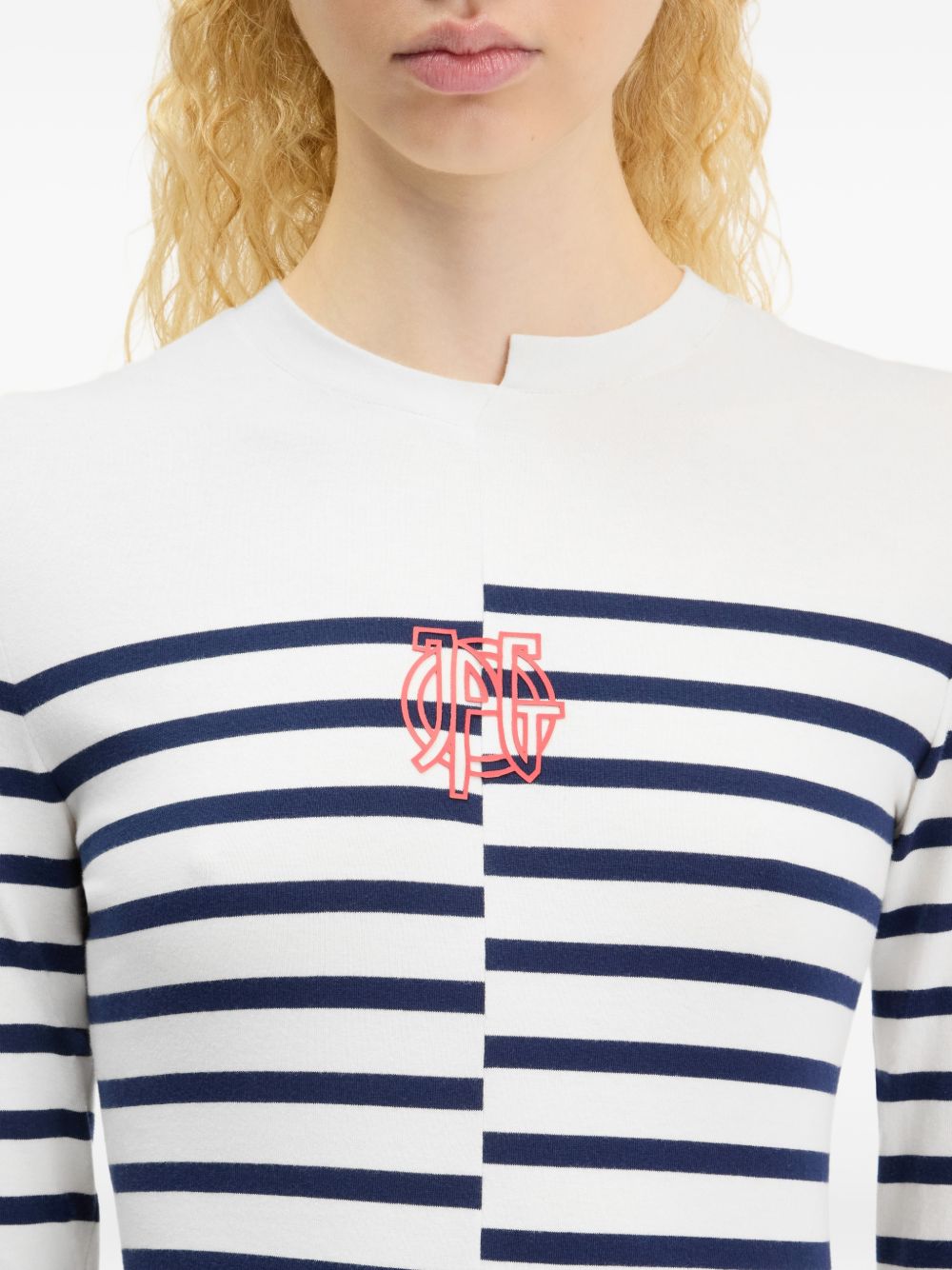 T-Shirt Asimmetrica In Cotone 2604WTO459J0640159 0159 WHITE NAVY JEAN PAUL GAULTIER 