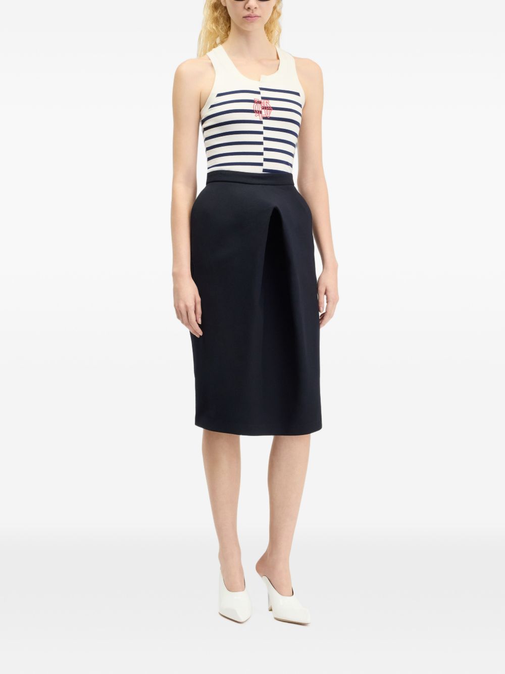 Tank Top In Cotone Asimmetrico 2604WTO475J064 0159 WHITE NAVY JEAN PAUL GAULTIER 