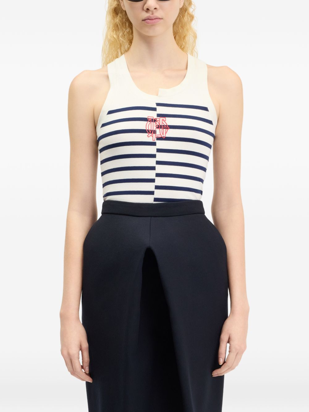 Tank Top In Cotone Asimmetrico 2604WTO475J064 0159 WHITE NAVY JEAN PAUL GAULTIER 