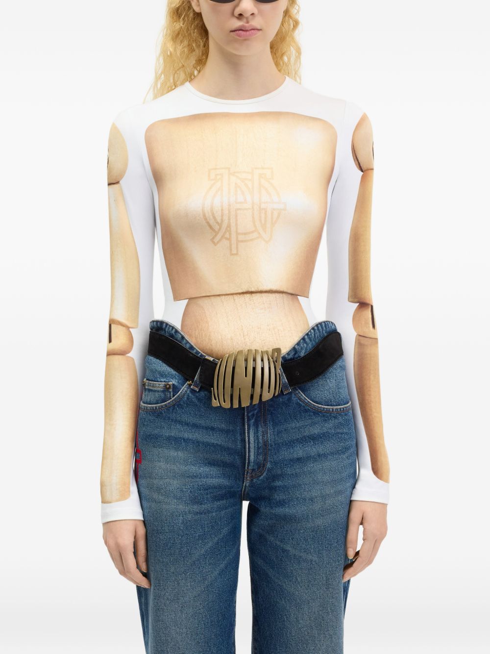 T-Shirt In Jersey Stampato 2604WTO537J078P 6801 BEIGE WHITE JEAN PAUL GAULTIER 