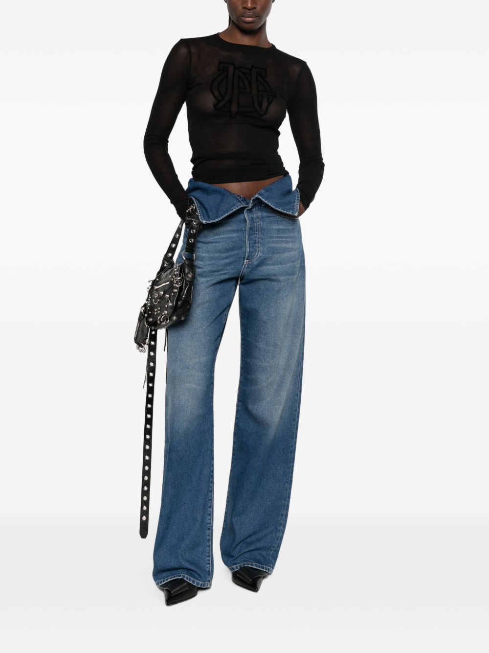 T-Shirt In Mesh Con Logo 2604WTO541M000 00 BLACK JEAN PAUL GAULTIER 