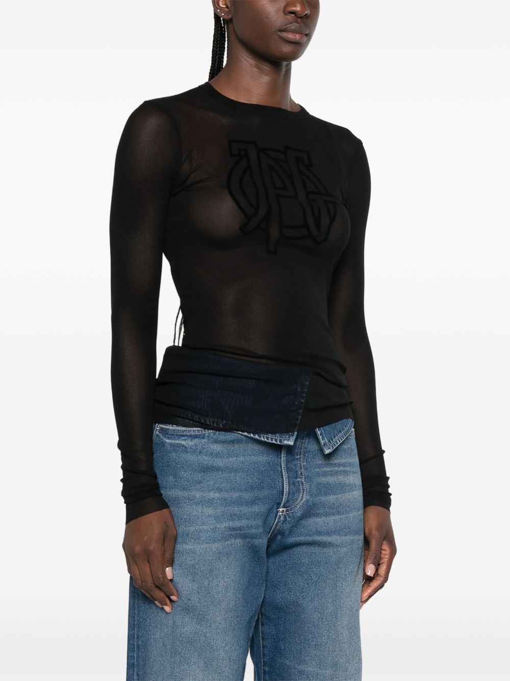 T-Shirt In Mesh Con Logo 2604WTO541M000 00 BLACK JEAN PAUL GAULTIER 
