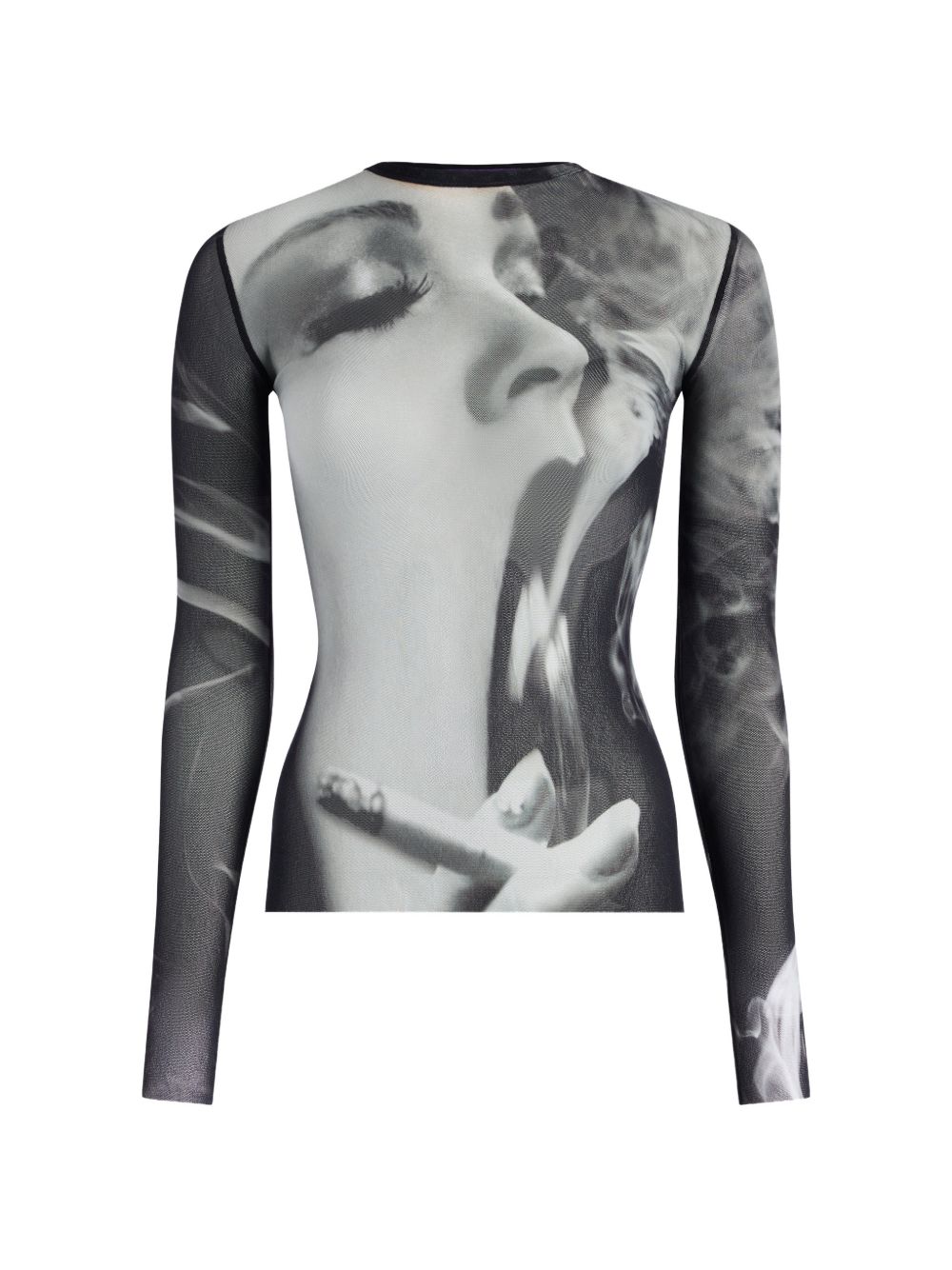 T-Shirt In Mesh Manica Lunga 2604WTO557M031P000 000201 BLACK GREY JEAN PAUL GAULTIER 