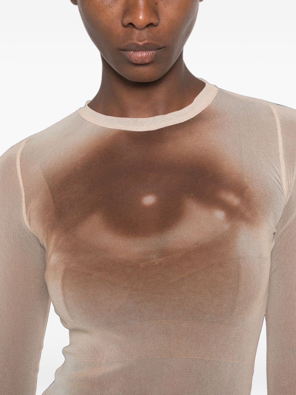 T-Shirt In Mesh Stampato Face 2604WTO561M032P 68 BEIGE JEAN PAUL GAULTIER 