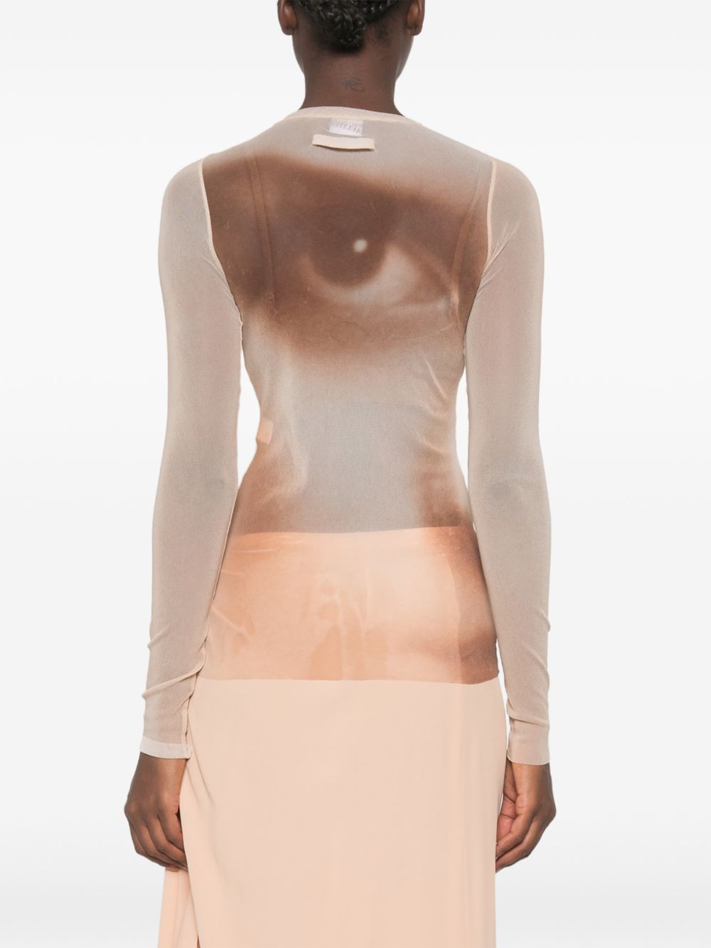 T-Shirt In Mesh Stampato Face 2604WTO561M032P 68 BEIGE JEAN PAUL GAULTIER 