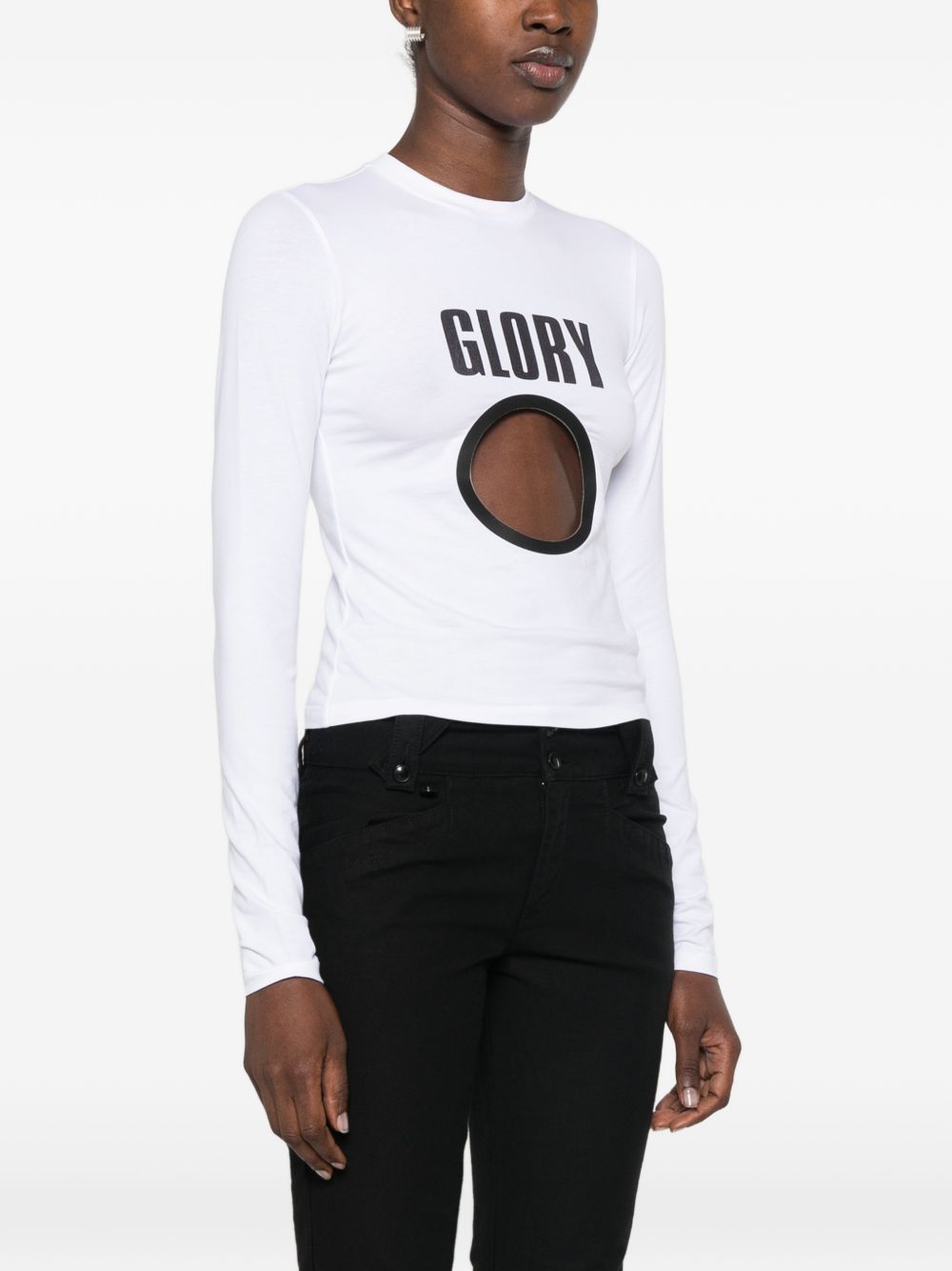 T-Shirt Manica Lunga Glory 2604WTO569J032 0100 WHITE BLACK JEAN PAUL GAULTIER 
