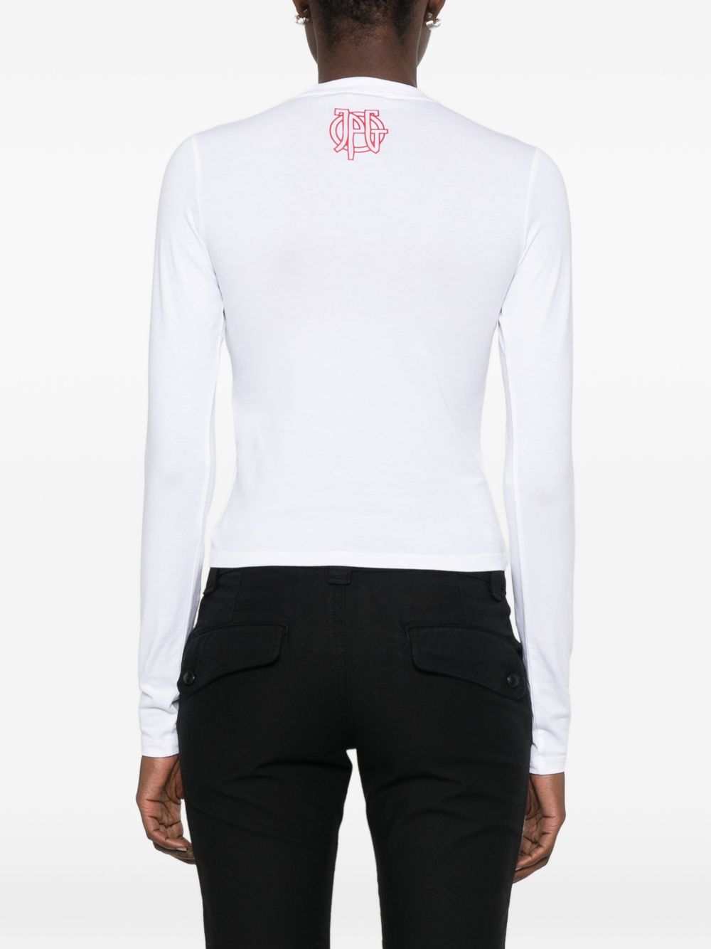 T-Shirt Manica Lunga Glory 2604WTO569J032 0100 WHITE BLACK JEAN PAUL GAULTIER 