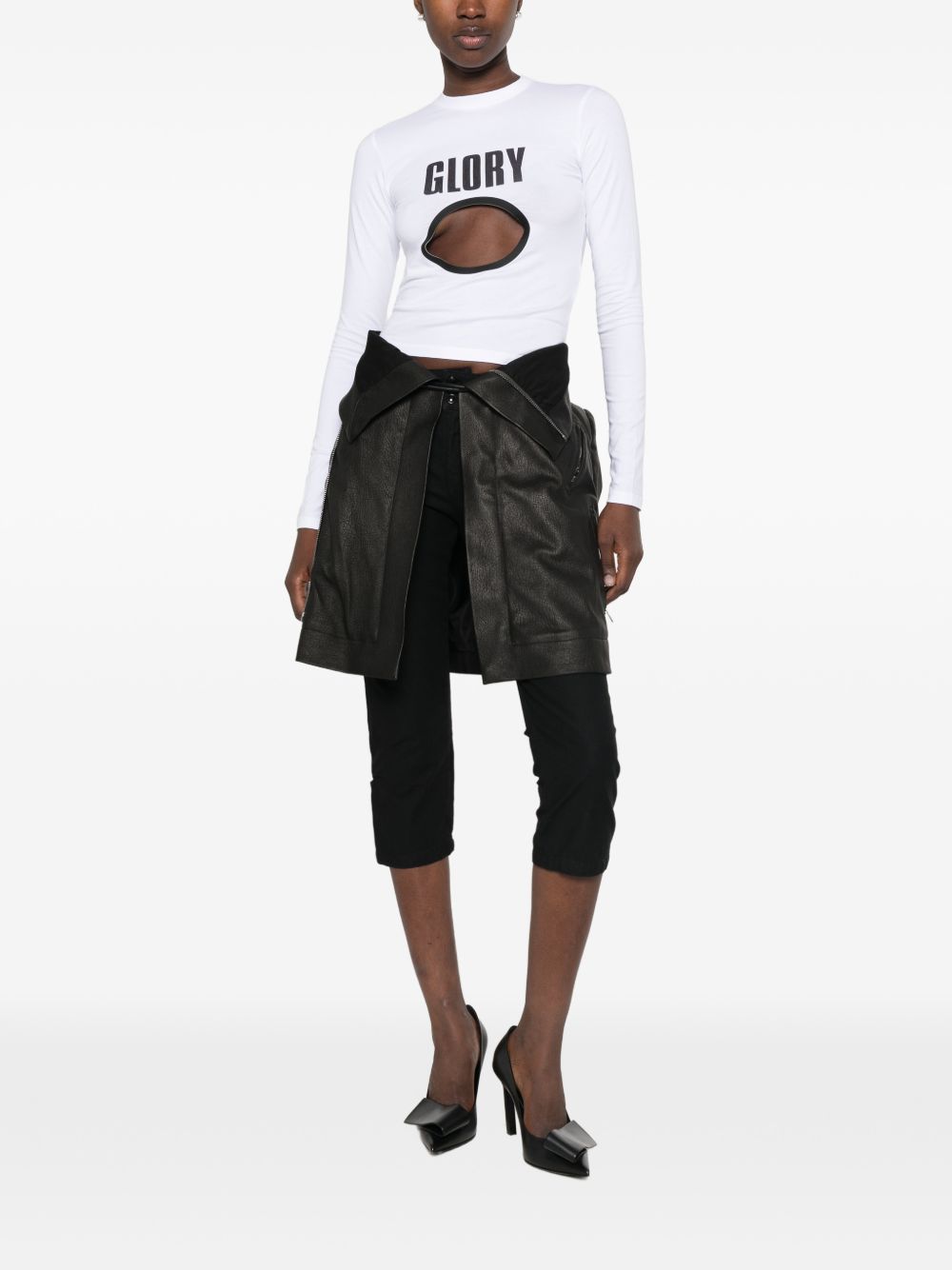 T-Shirt Manica Lunga Glory 2604WTO569J032 0100 WHITE BLACK JEAN PAUL GAULTIER 