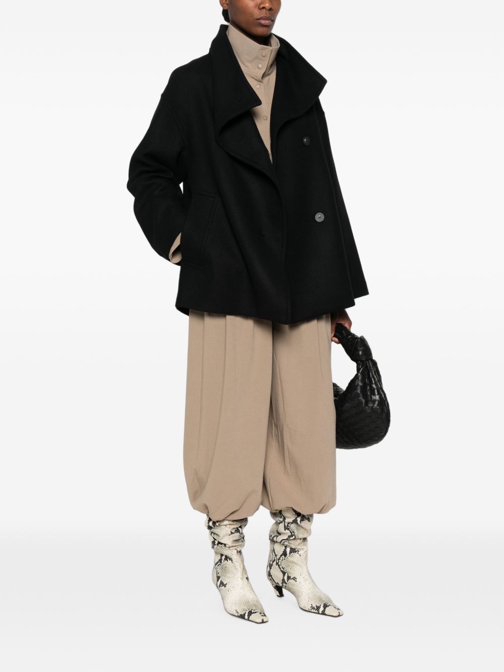 Cappotto Isaia in misto lana JF010045 0010 BLACK JOSEPH 