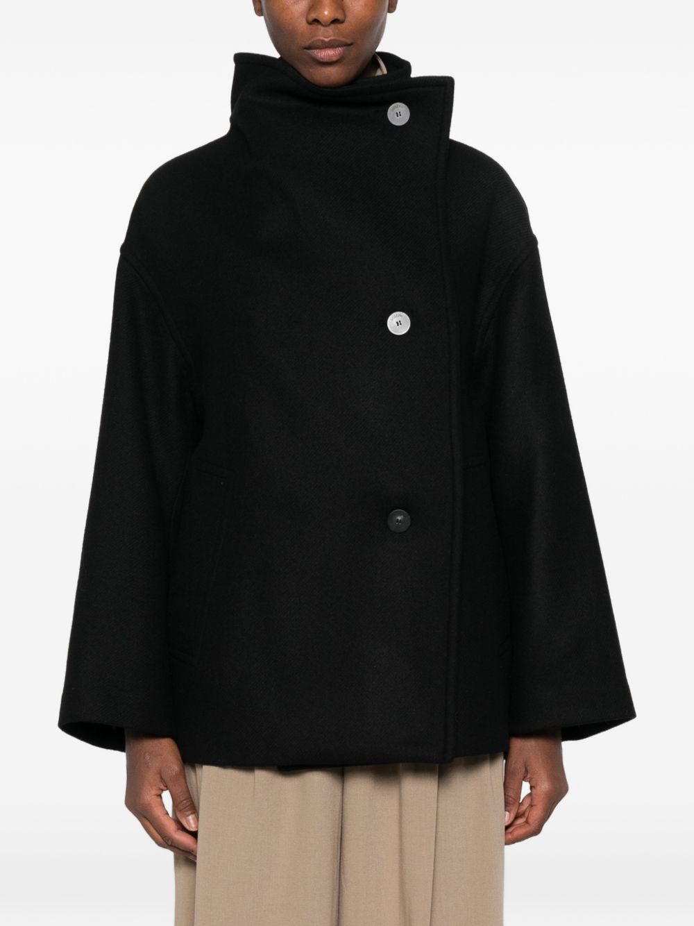 Cappotto Isaia in misto lana JF010045 0010 BLACK JOSEPH 