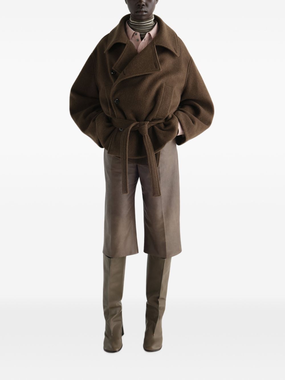Cappotto Corto Wrap in Lana e Alpaca CO1165LF1700 GR704 MUD LEMAIRE 