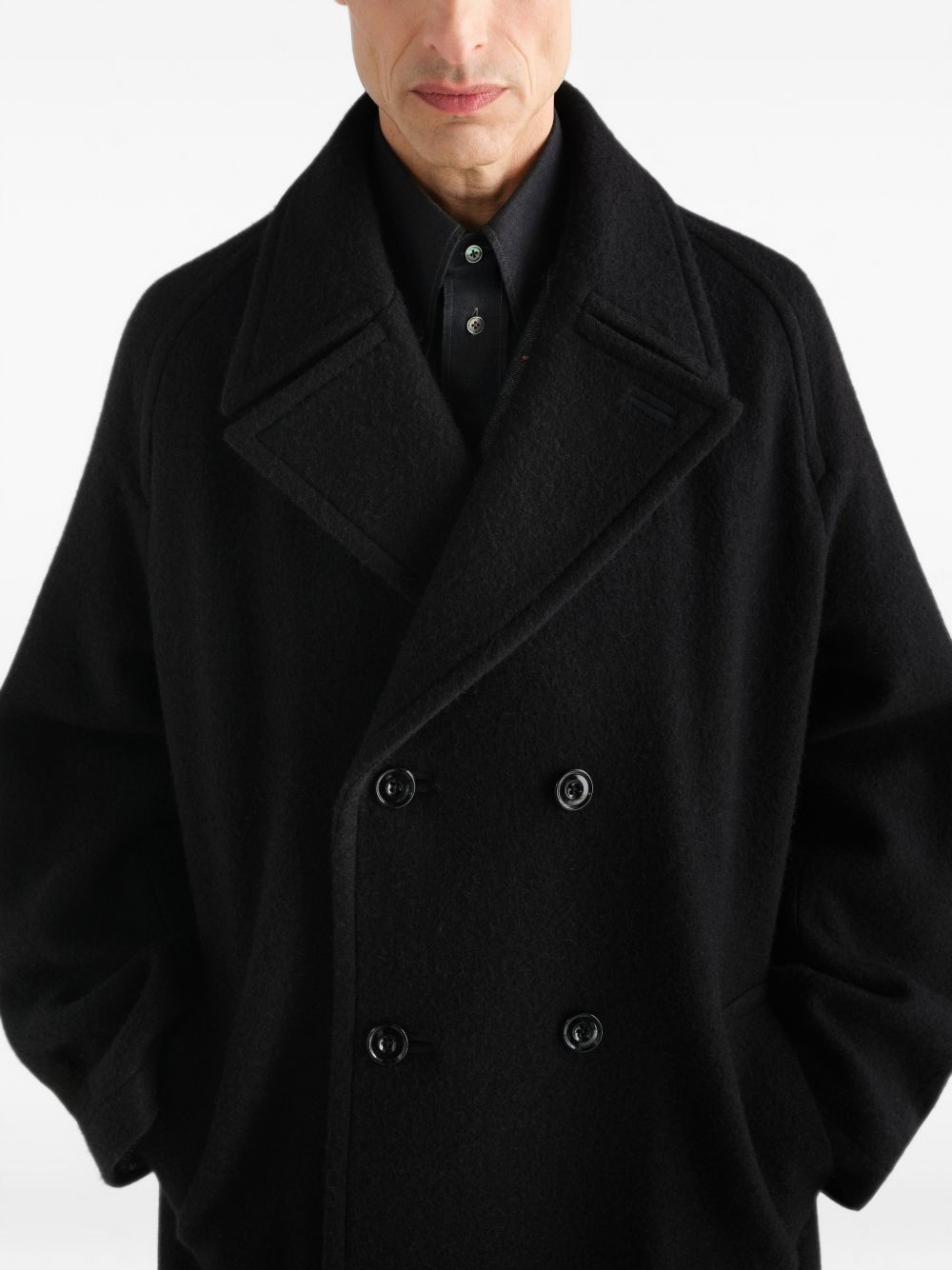 Cappotto Doppiopetto in Lana e Alpaca CO1169LF1700 BK999 BLACK LEMAIRE 