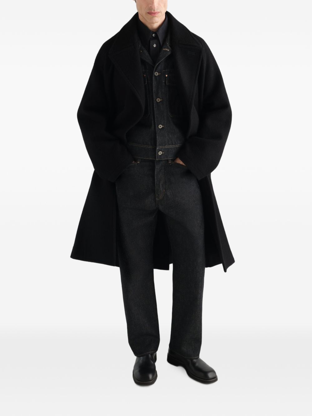 Cappotto Doppiopetto in Lana e Alpaca CO1169LF1700 BK999 BLACK LEMAIRE 