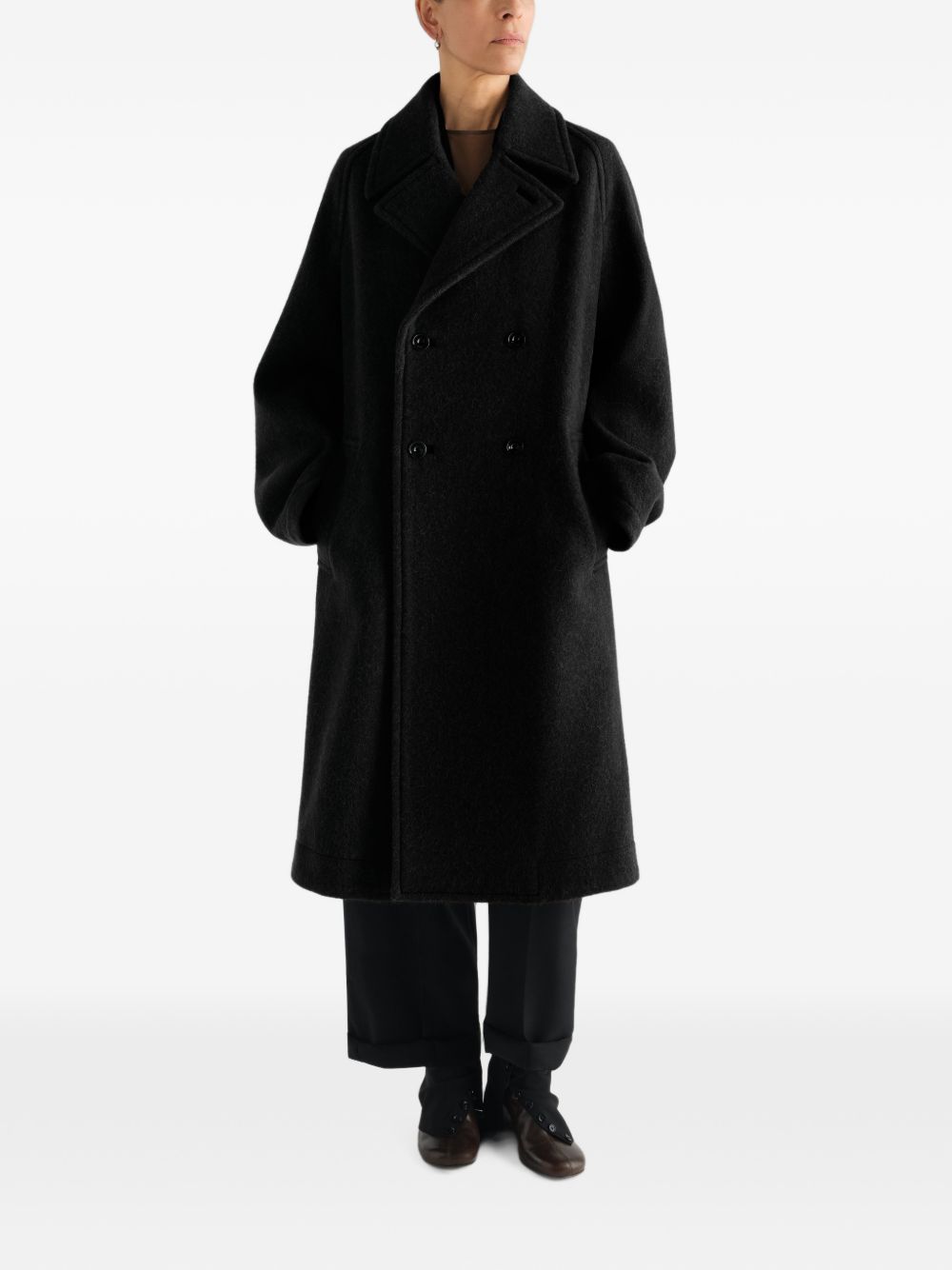 Cappotto Doppiopetto in Lana e Alpaca CO1169LF1700 BK999 BLACK LEMAIRE 
