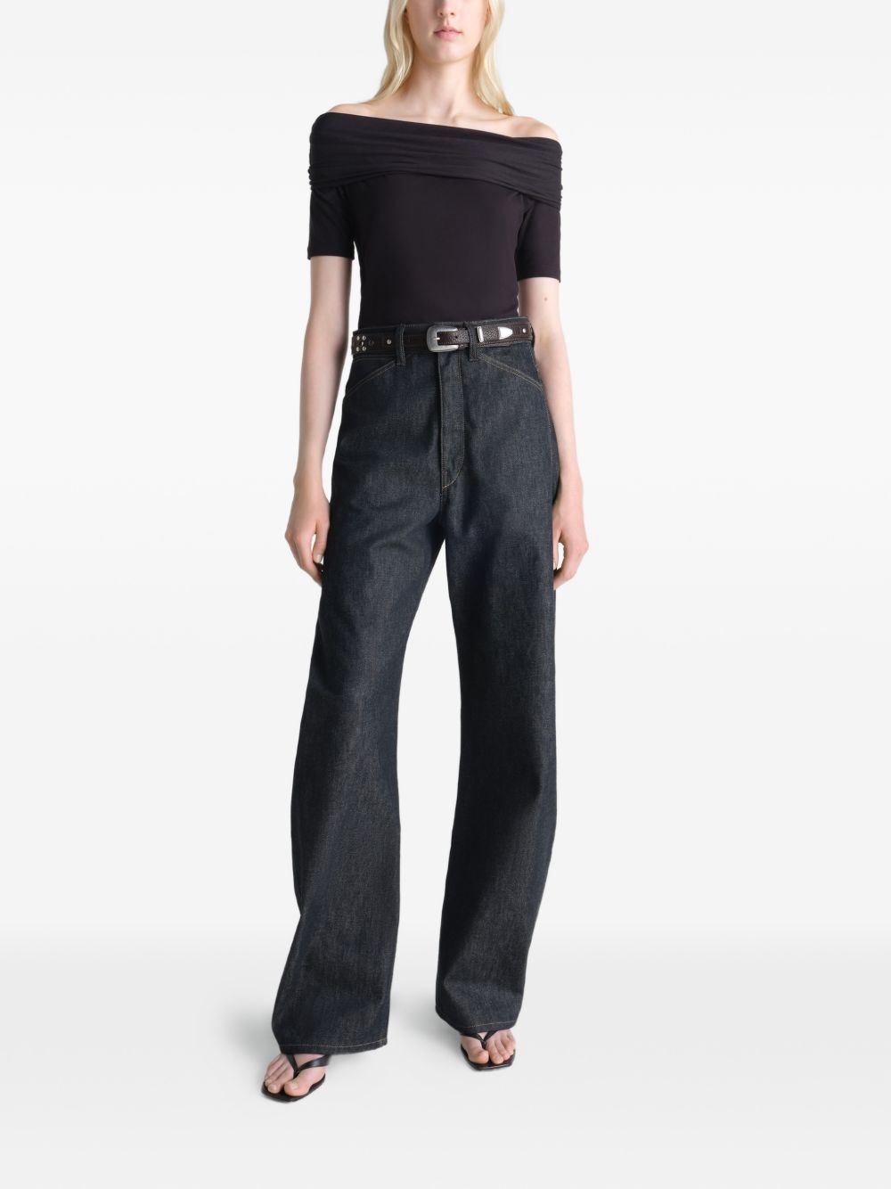 Pantaloni Curved a Vita Alta in Denim PA1264LD1061 BK965 SLATE LEMAIRE 