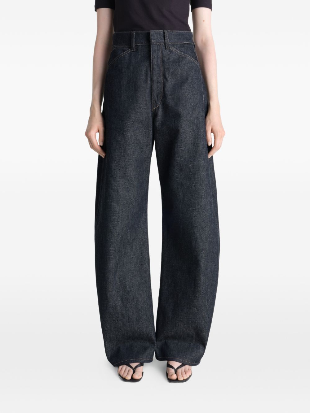 Pantaloni Curved a Vita Alta in Denim PA1264LD1061 BK965 SLATE LEMAIRE 