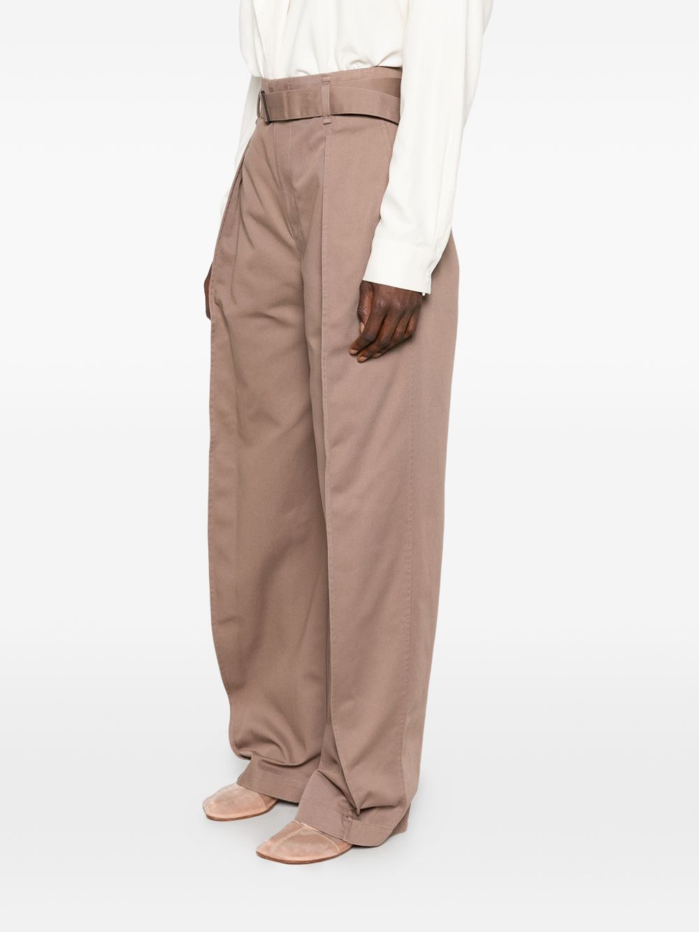 Pantaloni Curved in Twill di Cotone e Poliestere PA1317LF1620 BR473 CHESTNUD LEMAIRE 
