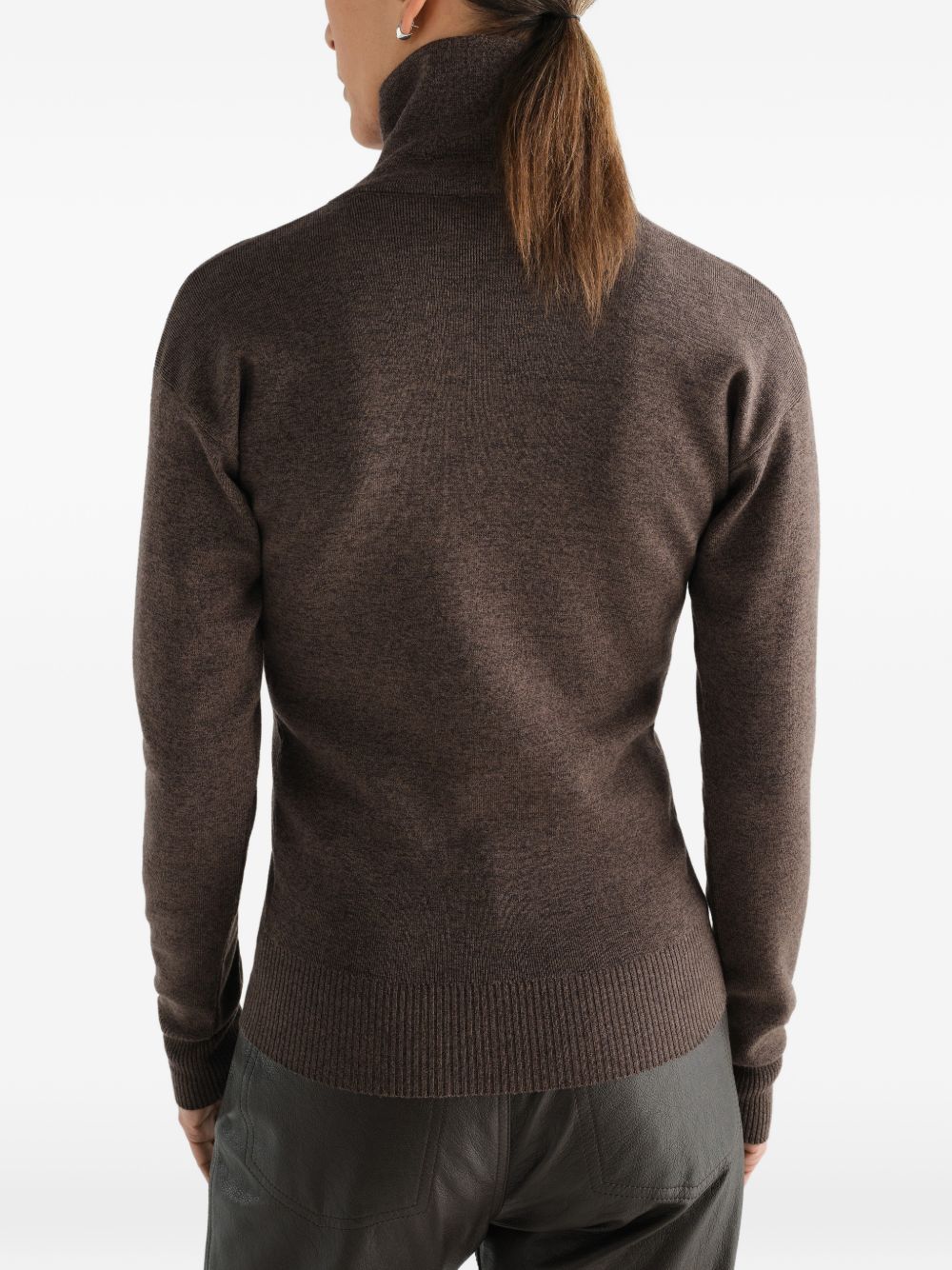 Maglia con Bottoni in Lana Merino PO0047LK1070 BR538 ECORCE MELANGE LEMAIRE 