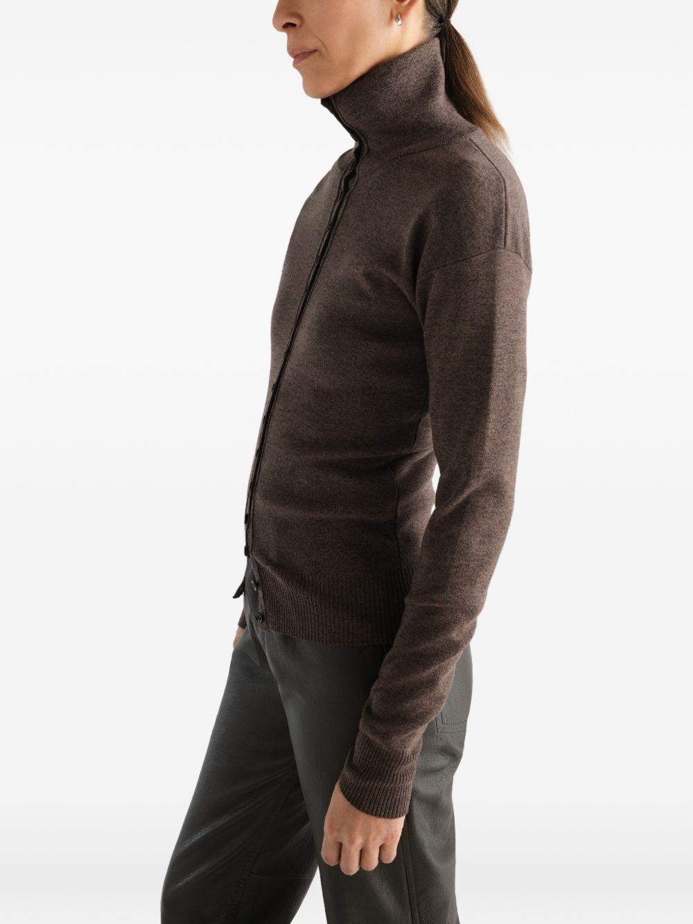 Maglia con Bottoni in Lana Merino PO0047LK1070 BR538 ECORCE MELANGE LEMAIRE 