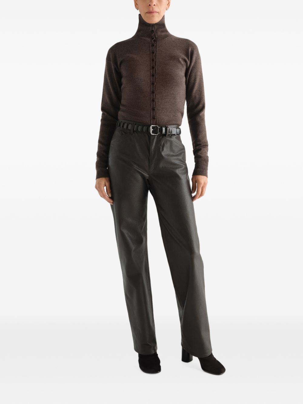 Maglia con Bottoni in Lana Merino PO0047LK1070 BR538 ECORCE MELANGE LEMAIRE 