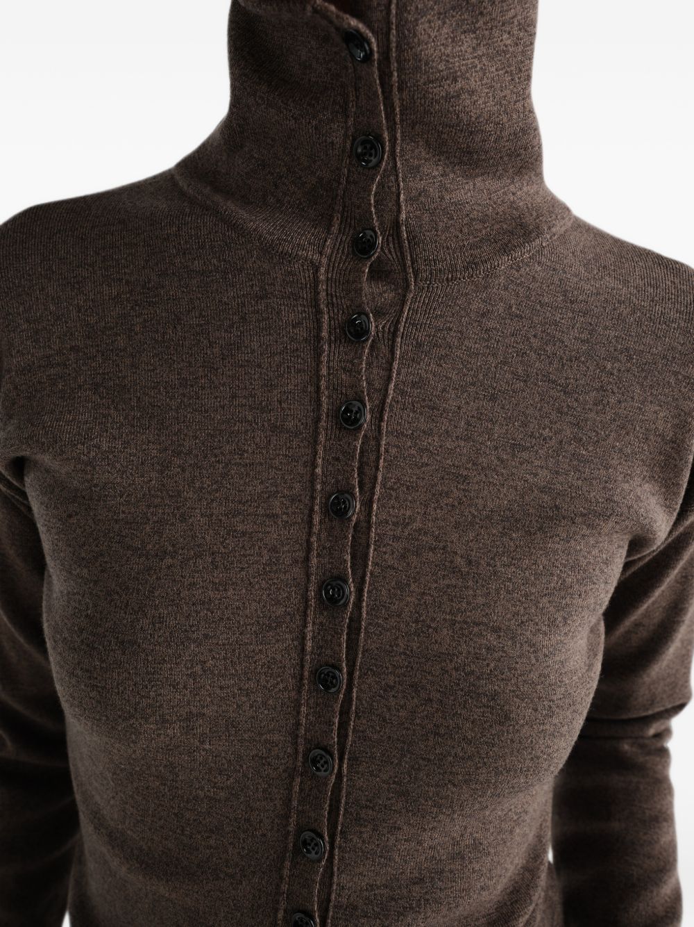 Maglia con Bottoni in Lana Merino PO0047LK1070 BR538 ECORCE MELANGE LEMAIRE 