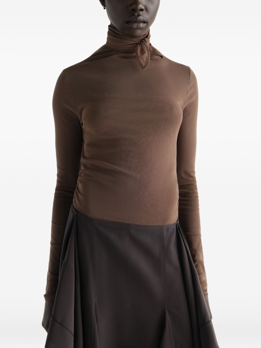 Top Ballerina con Foulard in Jersey Mesh TS0053LJ1070 BR423 CACAO LEMAIRE 