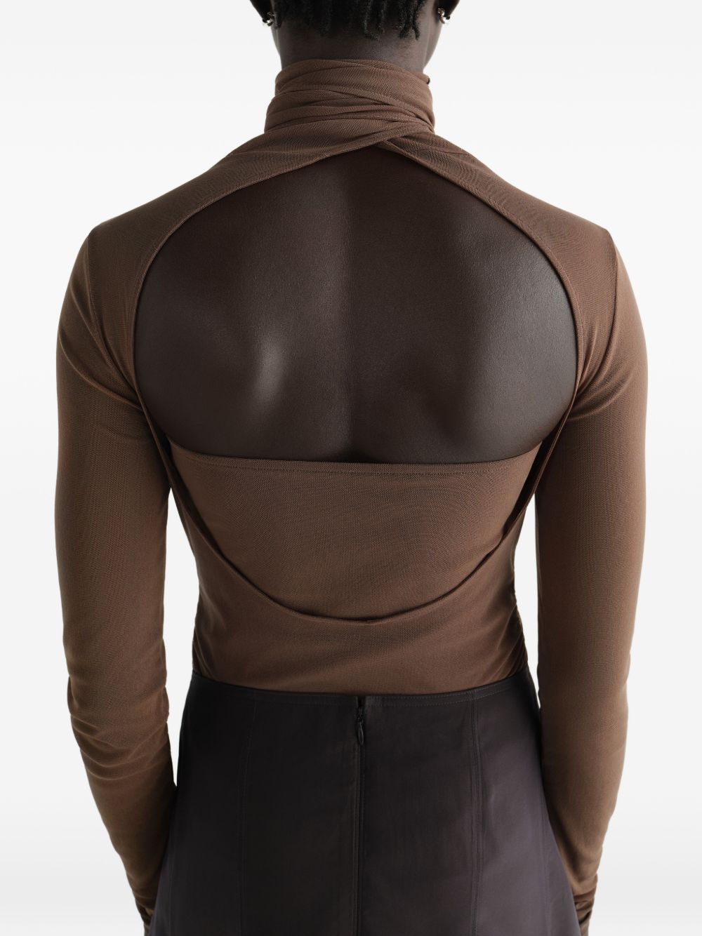Top Ballerina con Foulard in Jersey Mesh TS0053LJ1070 BR423 CACAO LEMAIRE 