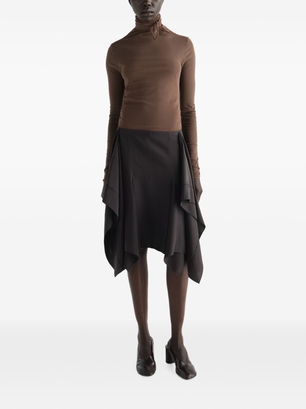 Top Ballerina con Foulard in Jersey Mesh TS0053LJ1070 BR423 CACAO LEMAIRE 