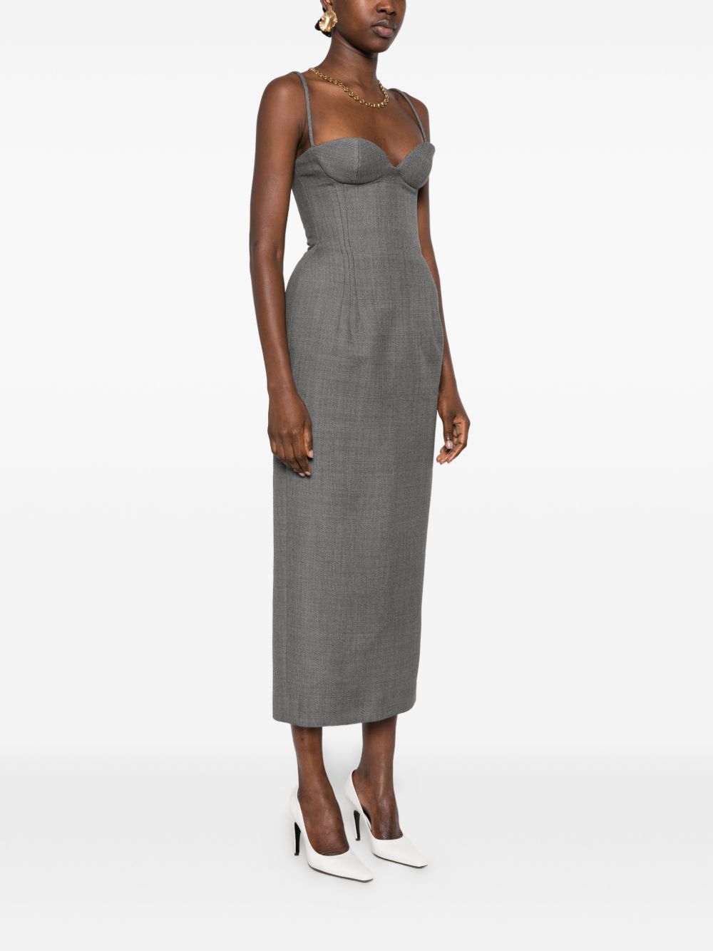 Abito Midi In Gabardine 125726 GREY MAGDA BUTRYM 