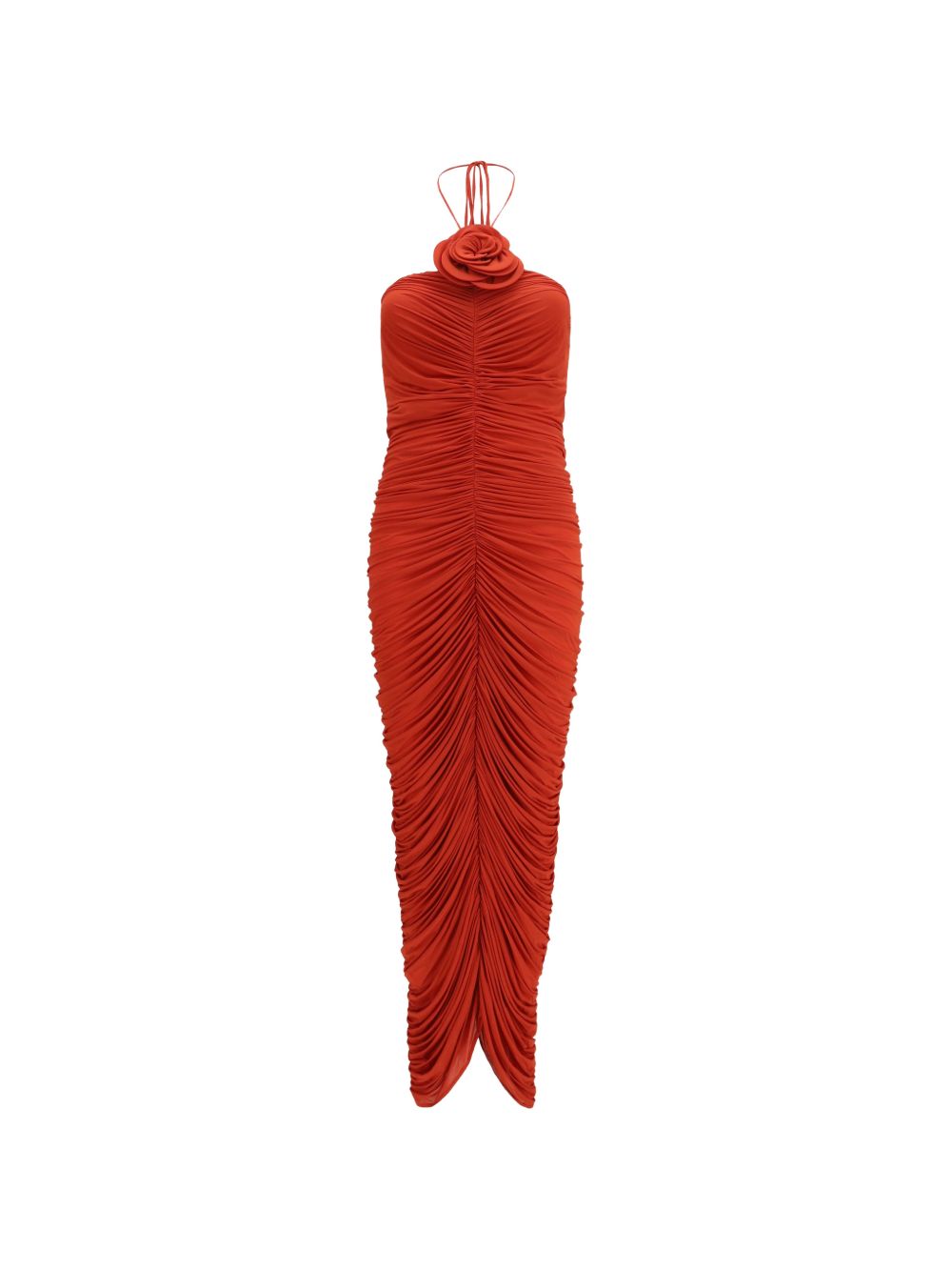 Ruched Halterneck Flower Dress in Red 132726 RED MAGDA BUTRYM 