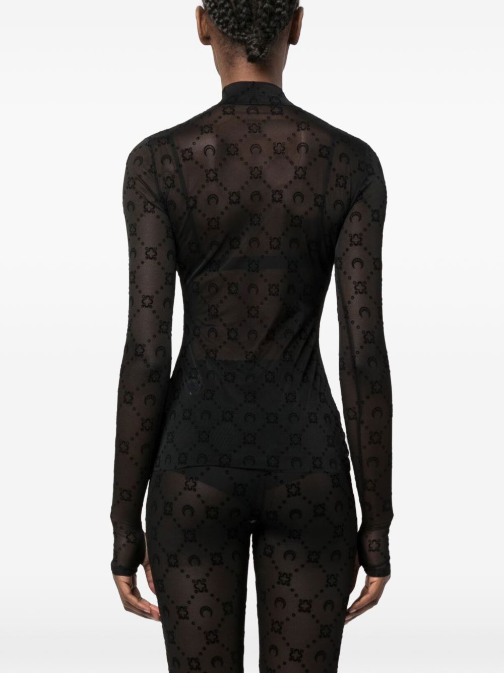 Top Collo Alto Moonogram in Mesh Floccato WTO388ACJER0005 BK99 BLACK MARINE SERRE 
