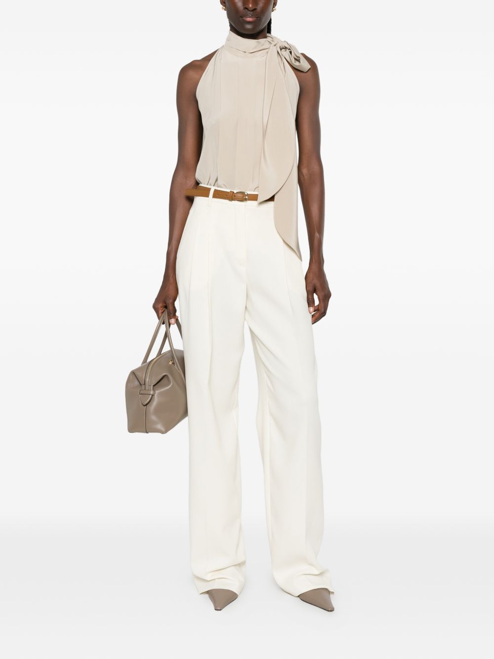 Pantaloni In Cotone Crepe Fluido 2626136081600 011 BIANCO BURRO MAX MARA STUDIO 