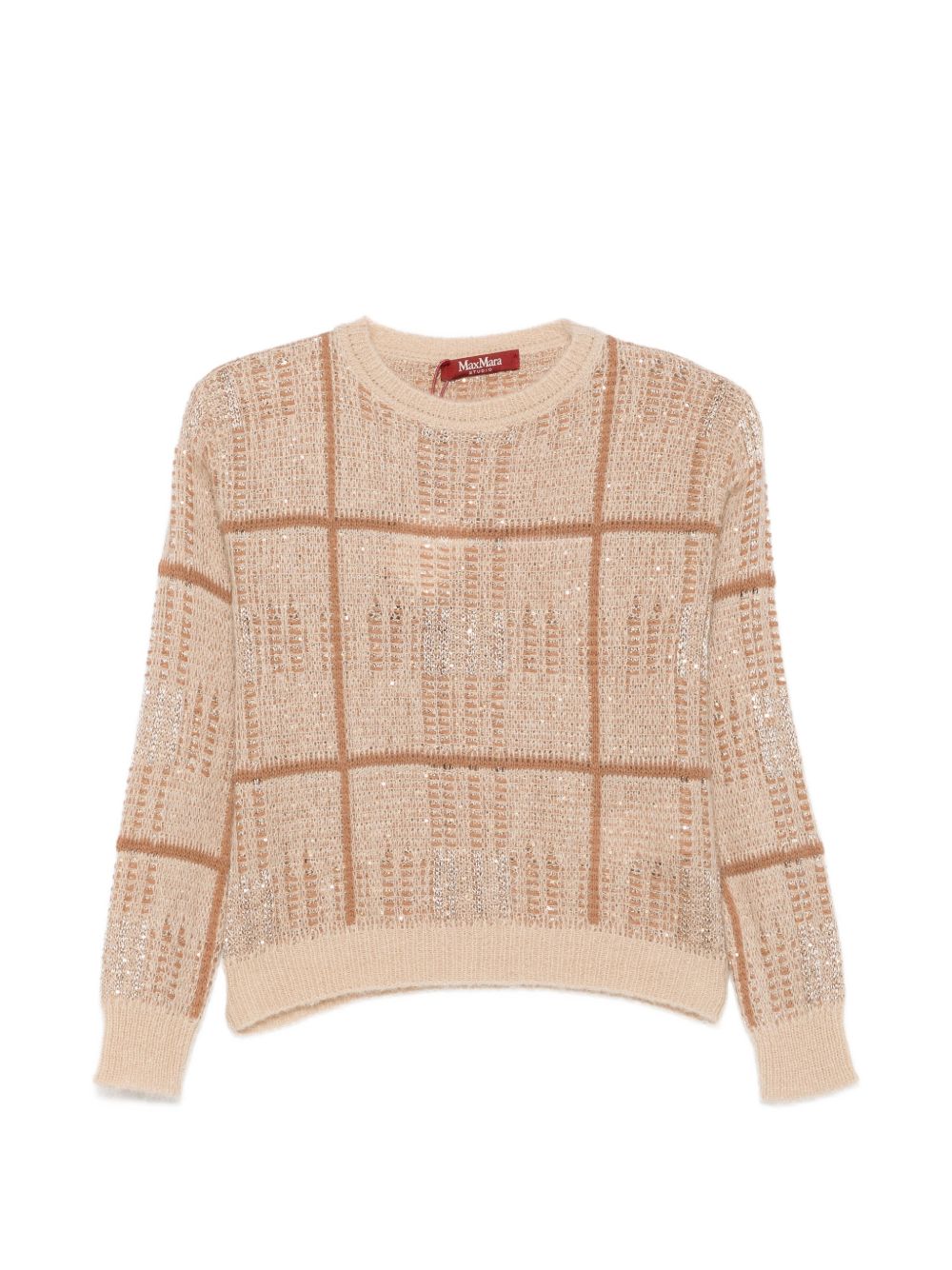 Maglia In Jacquard Check 2626366052600 002 CREMA CAMMELLO MAX MARA STUDIO 