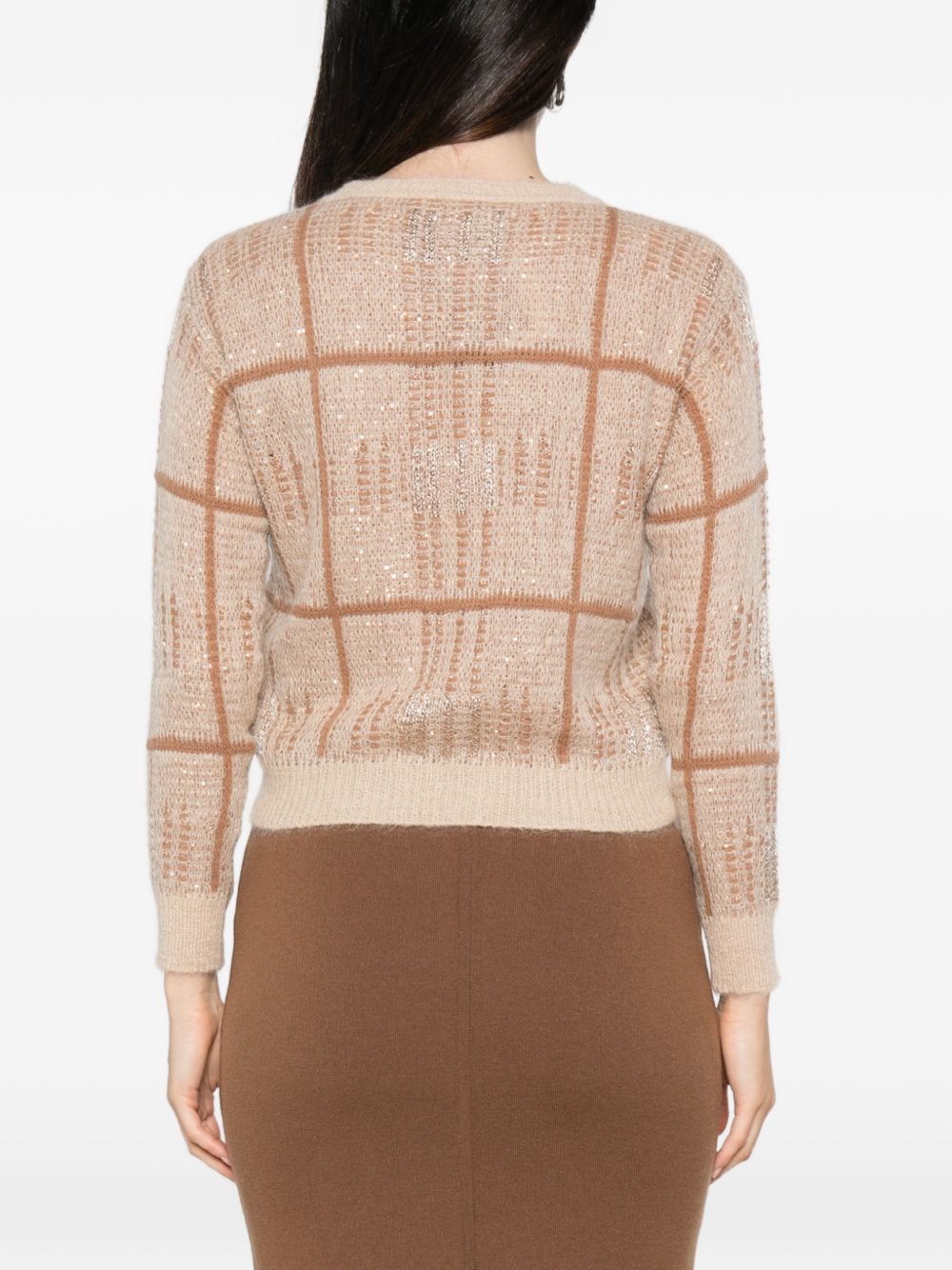 Maglia In Jacquard Check 2626366052600 002 CREMA CAMMELLO MAX MARA STUDIO 
